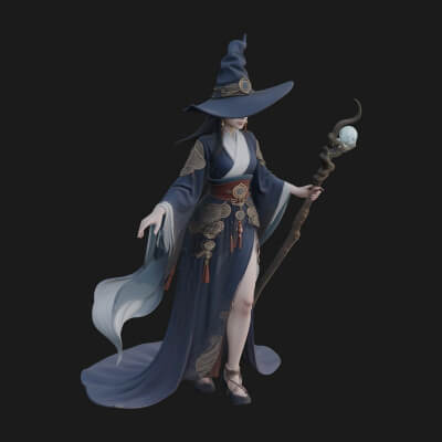Witch Hat Sorcerer Statue Design 29 3D Print Model