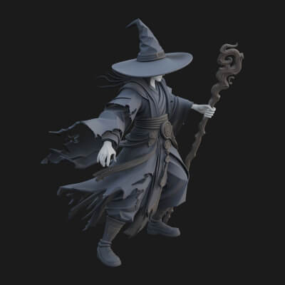 Witch Hat Sorcerer Statue Design 3 3D Print Model