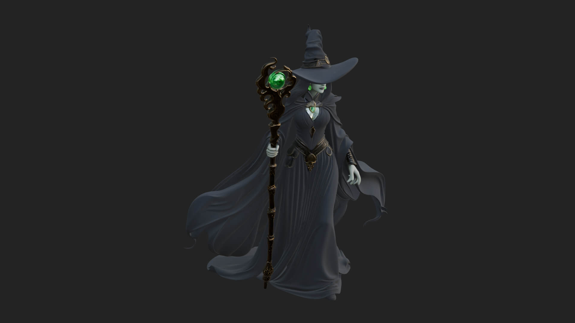 Witch Hat Sorcerer Statue Design 30 3D Print Model 3D Model