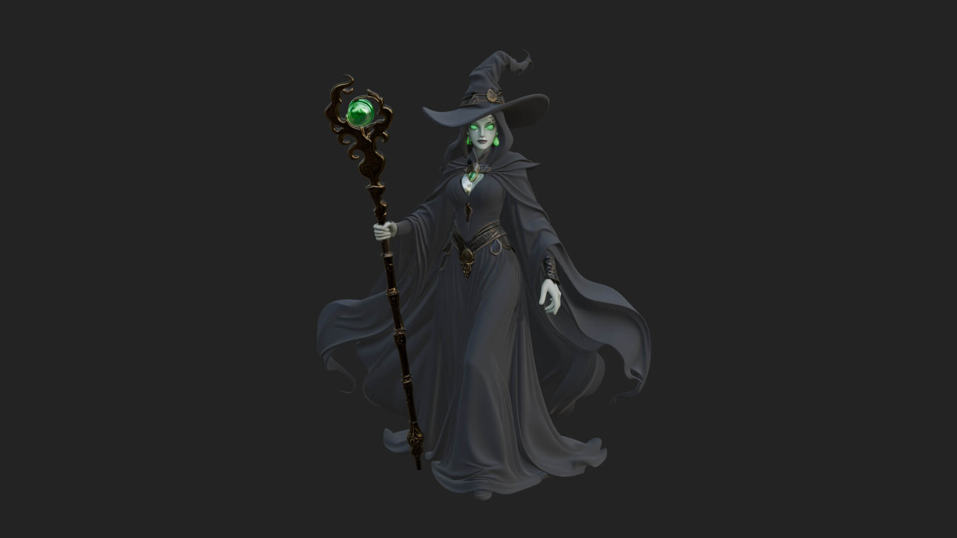 Witch Hat Sorcerer Statue Design 30 3D Print Model 3D Model