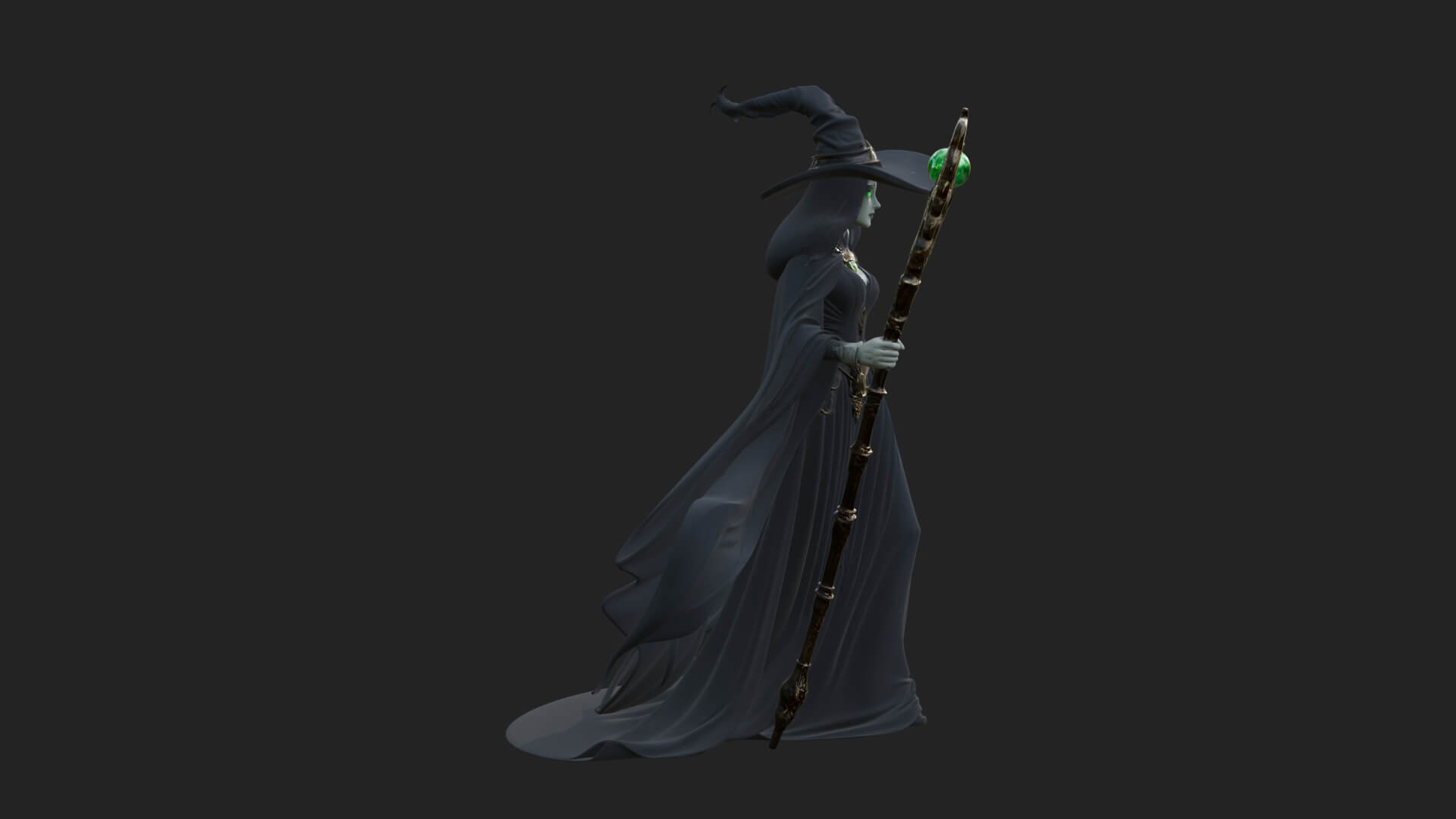Witch Hat Sorcerer Statue Design 30 3D Print Model 3D Model