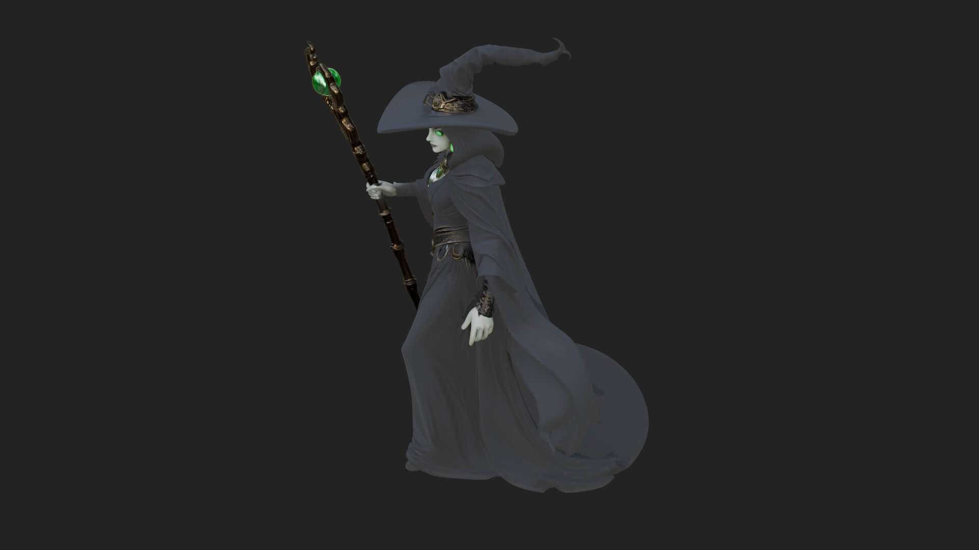 Witch Hat Sorcerer Statue Design 30 3D Print Model 3D Model