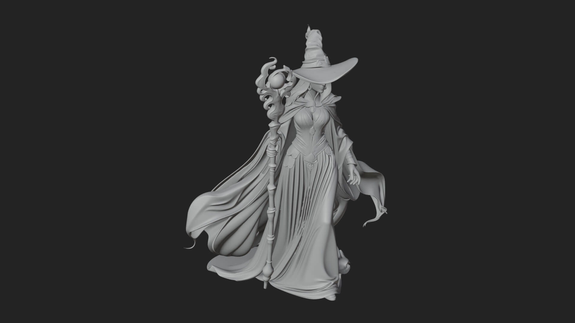 Witch Hat Sorcerer Statue Design 30 3D Print Model 3D Model
