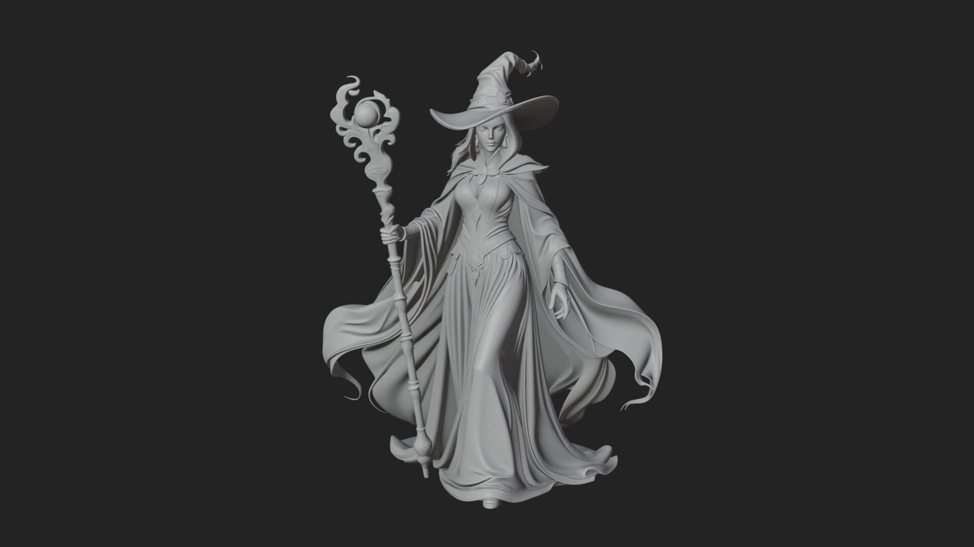 Witch Hat Sorcerer Statue Design 30 3D Print Model 3D Model