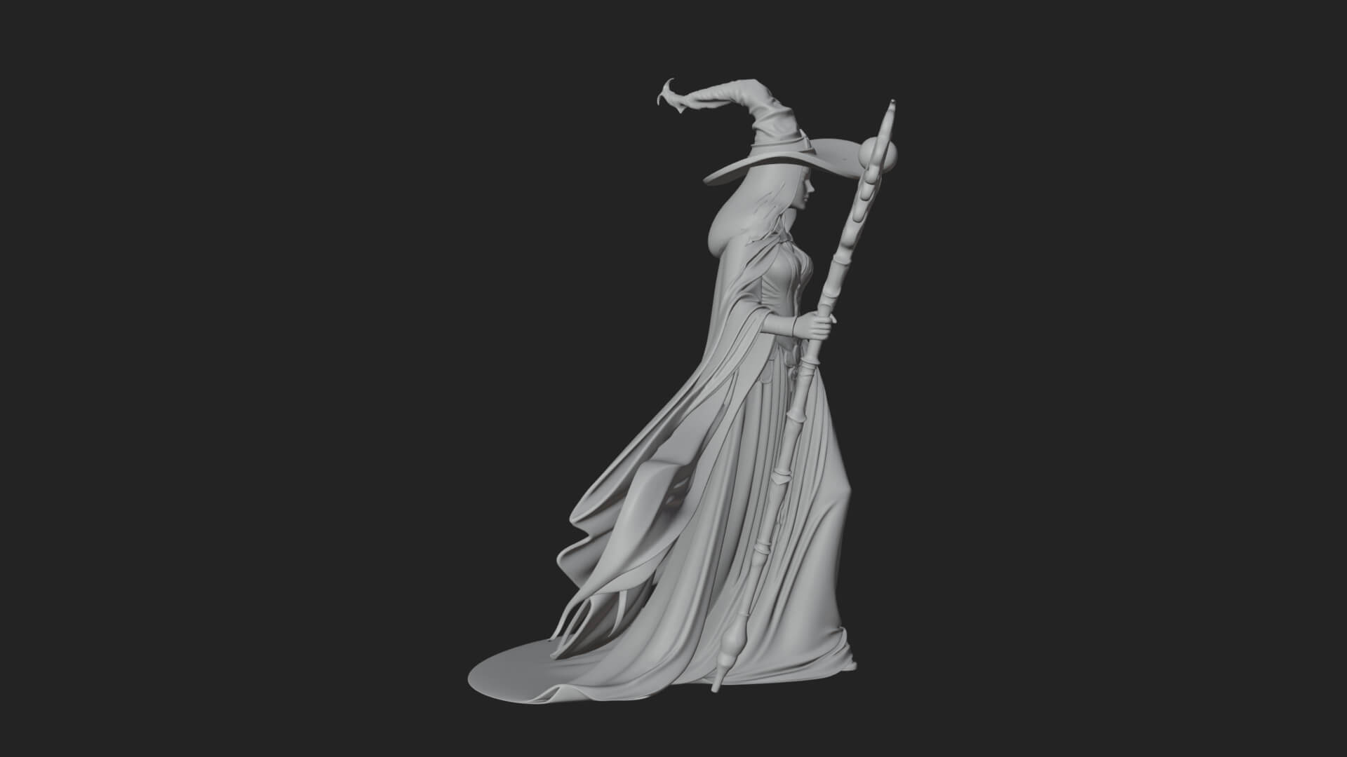 Witch Hat Sorcerer Statue Design 30 3D Print Model 3D Model