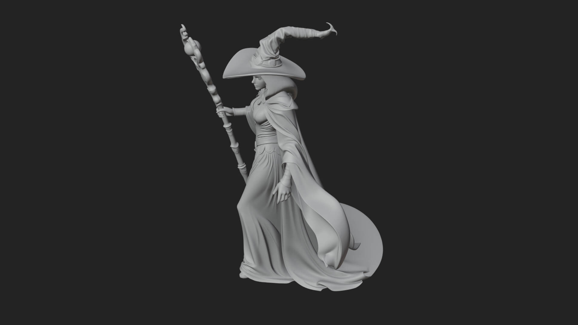 Witch Hat Sorcerer Statue Design 30 3D Print Model 3D Model
