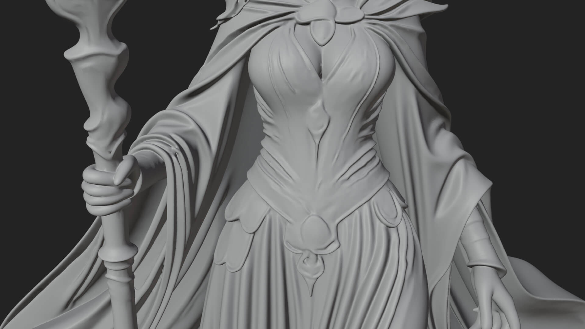 Witch Hat Sorcerer Statue Design 30 3D Print Model 3D Model