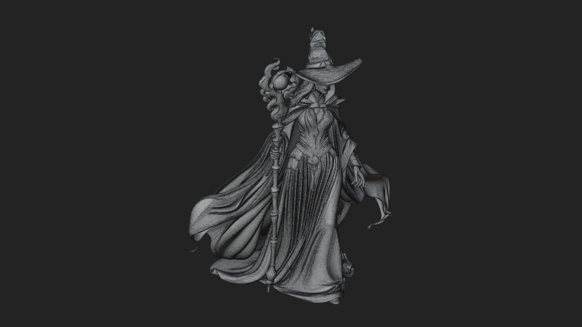 Witch Hat Sorcerer Statue Design 30 3D Print Model 3D Model