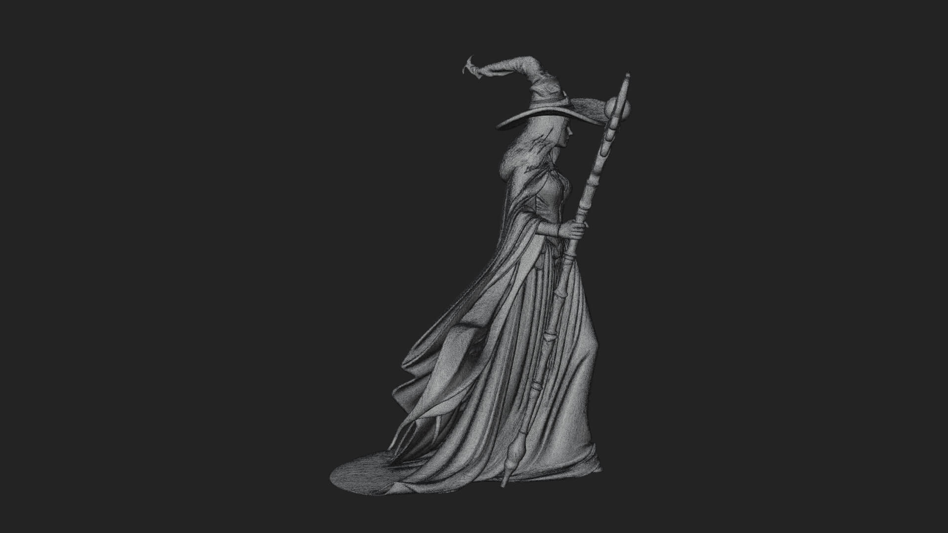 Witch Hat Sorcerer Statue Design 30 3D Print Model 3D Model
