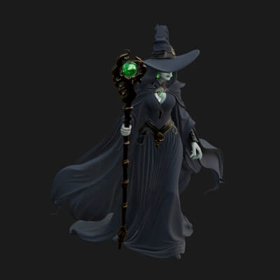 Witch Hat Sorcerer Statue Design 30 3D Print Model