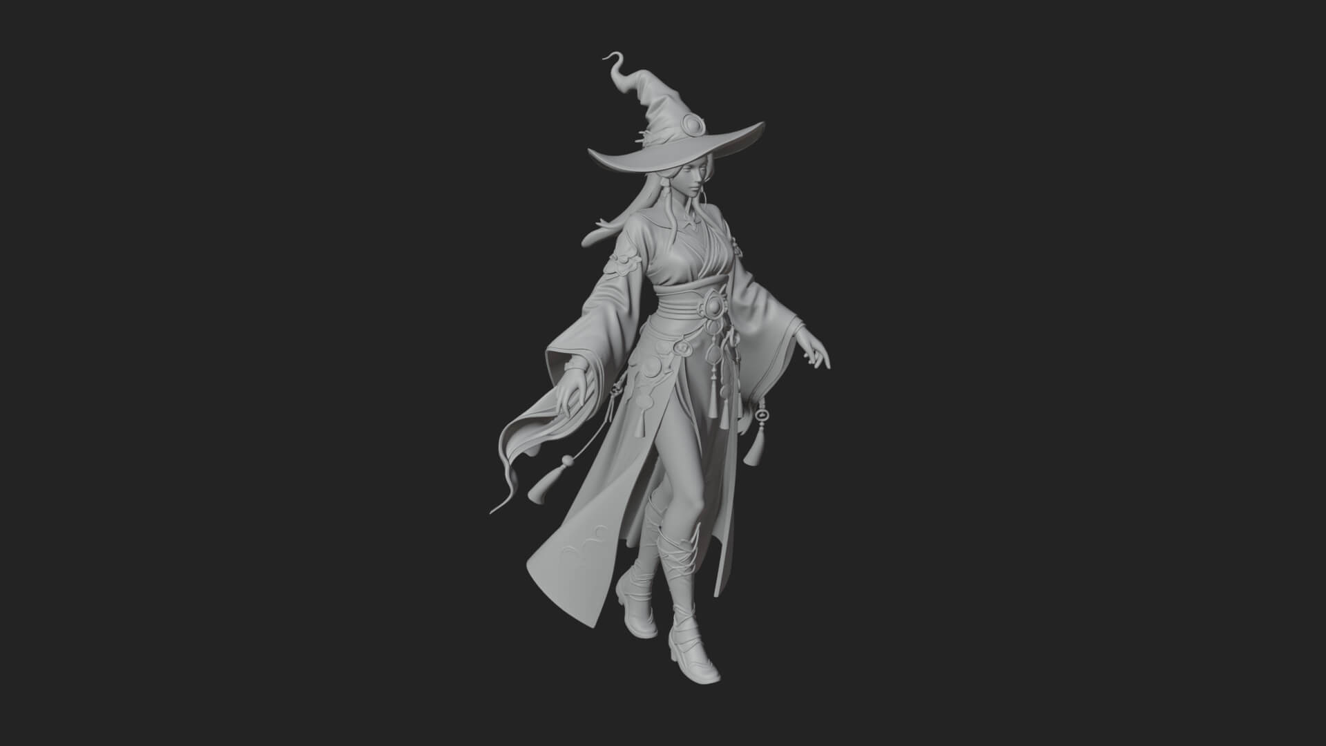 Witch Hat Sorcerer Statue Design 31 3D Print Model 3D Model