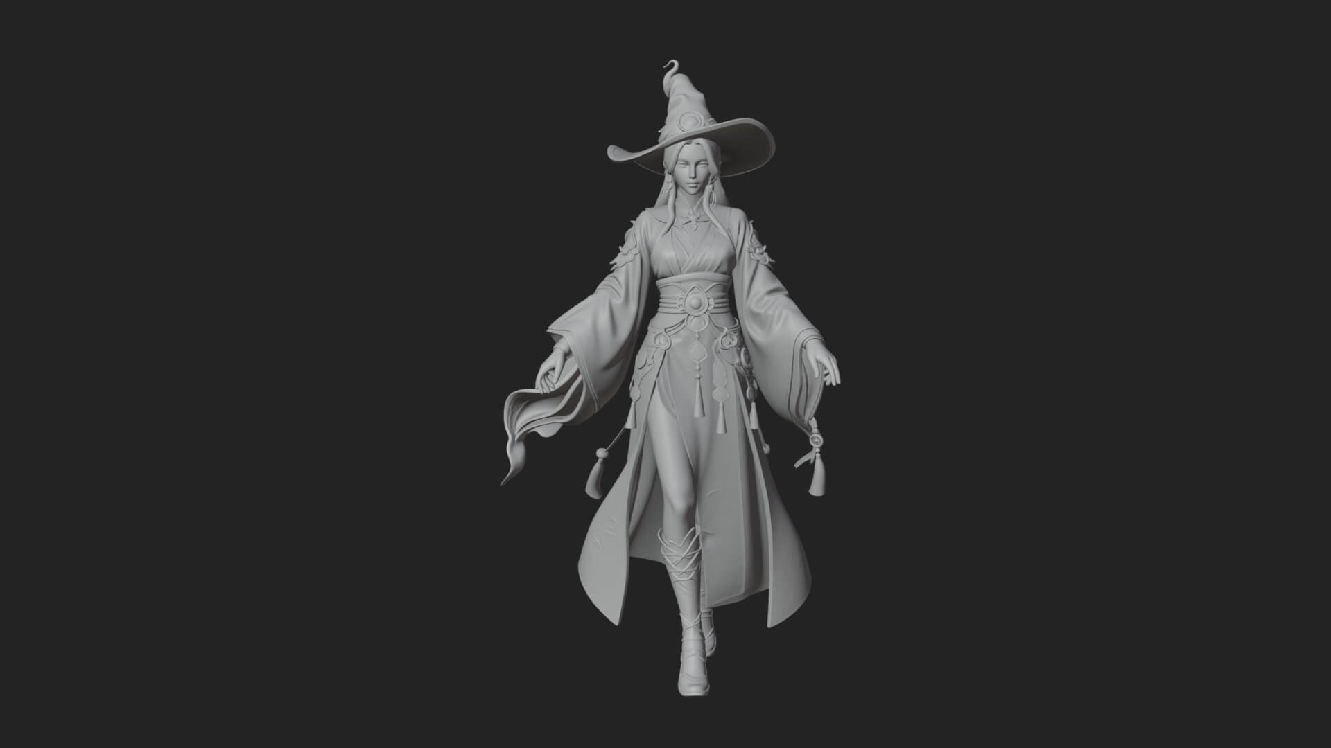 Witch Hat Sorcerer Statue Design 31 3D Print Model 3D Model