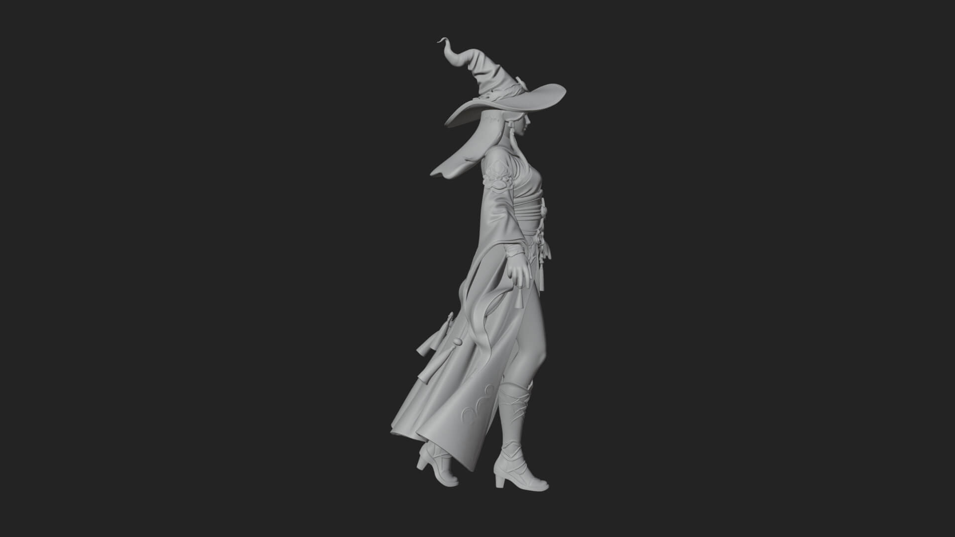 Witch Hat Sorcerer Statue Design 31 3D Print Model 3D Model
