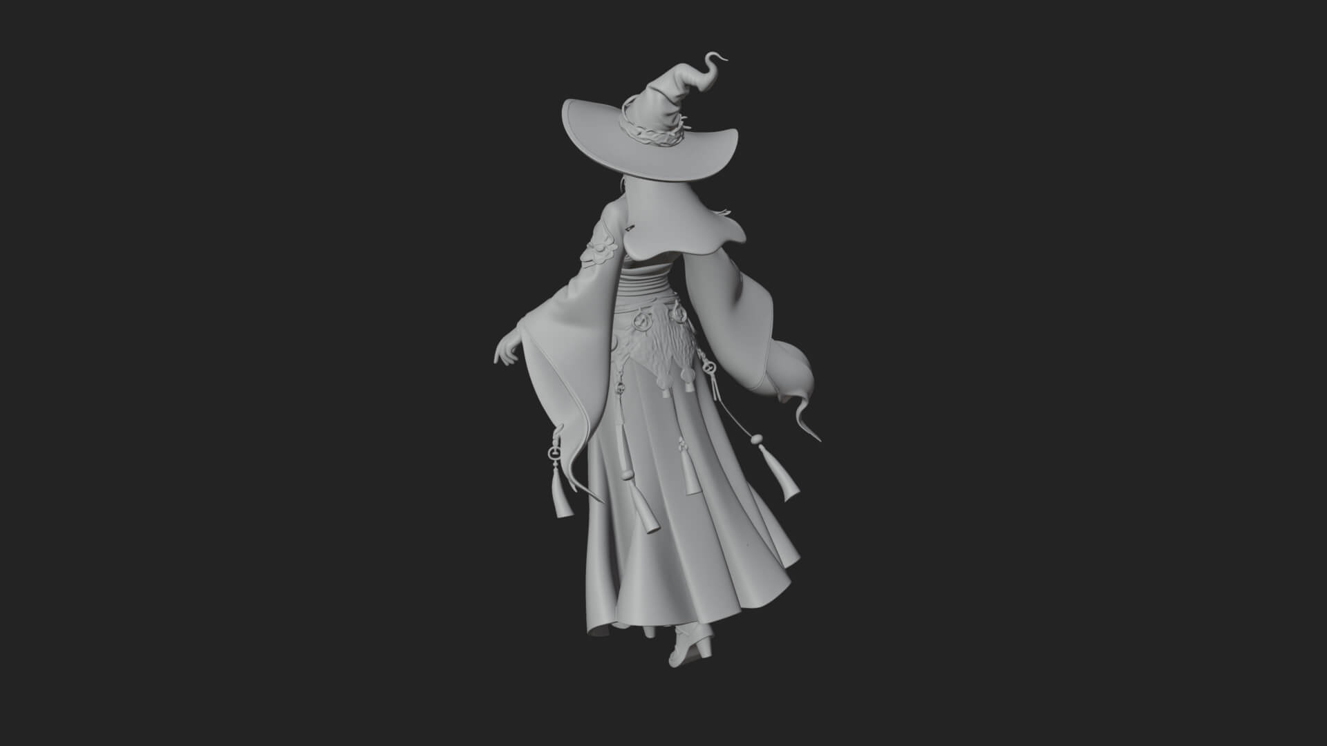 Witch Hat Sorcerer Statue Design 31 3D Print Model 3D Model