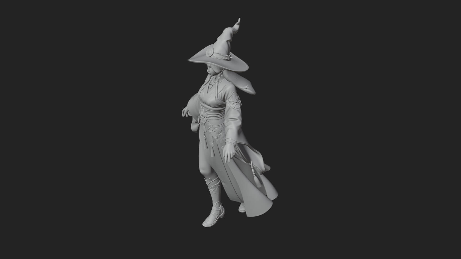 Witch Hat Sorcerer Statue Design 31 3D Print Model 3D Model