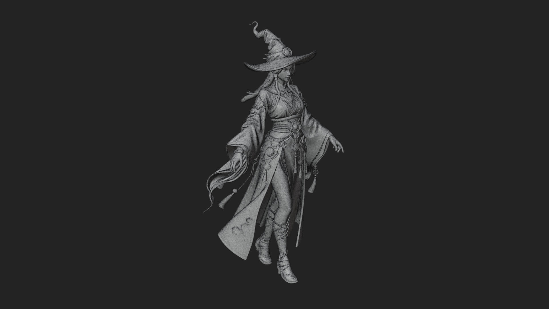 Witch Hat Sorcerer Statue Design 31 3D Print Model 3D Model