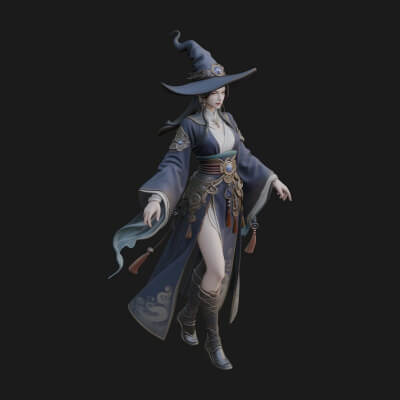 Witch Hat Sorcerer Statue Design 31 3D Print Model
