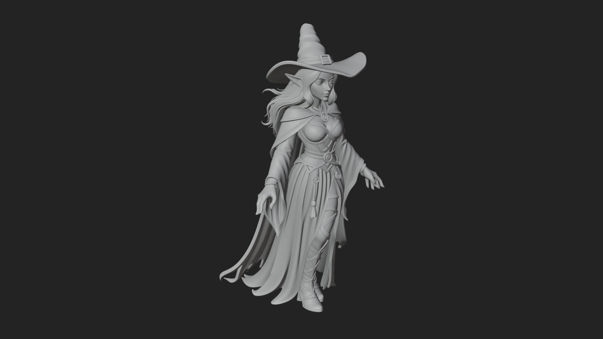 Witch Hat Sorcerer Statue Design 32 3D Print Model 3D Model