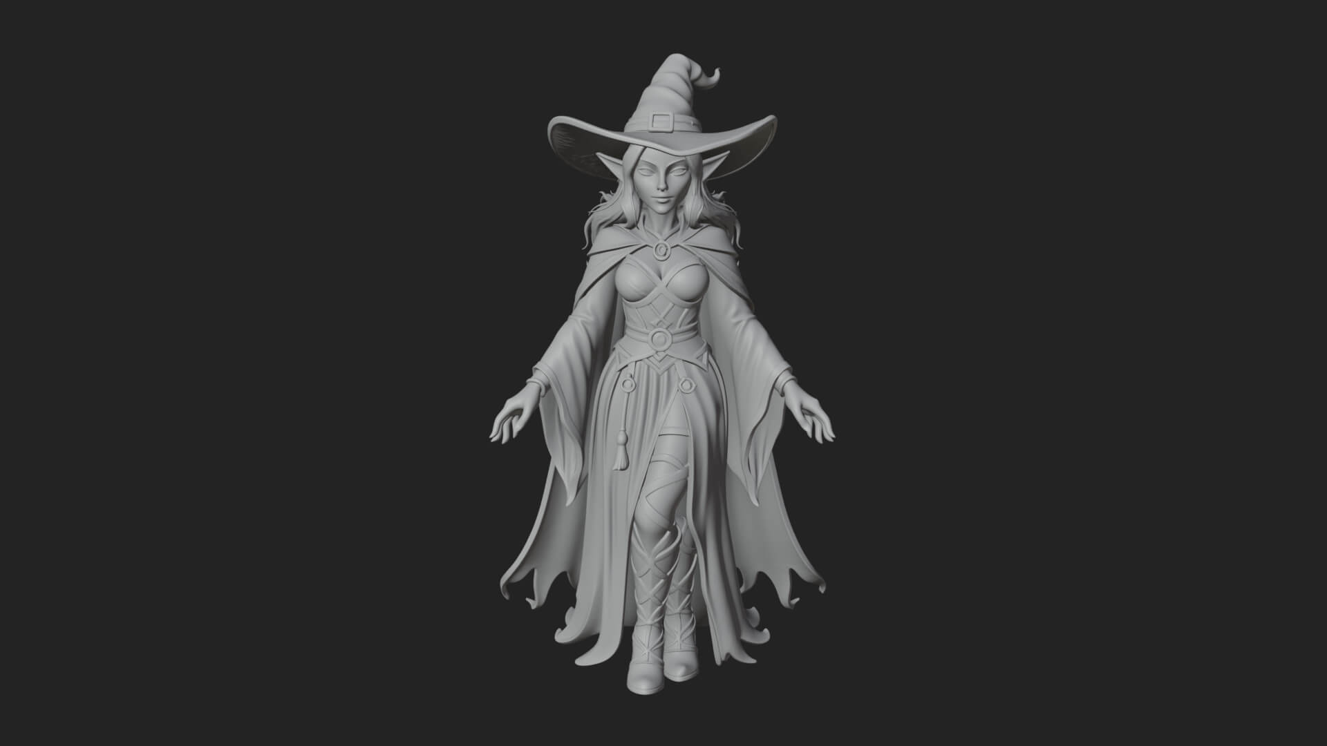 Witch Hat Sorcerer Statue Design 32 3D Print Model 3D Model
