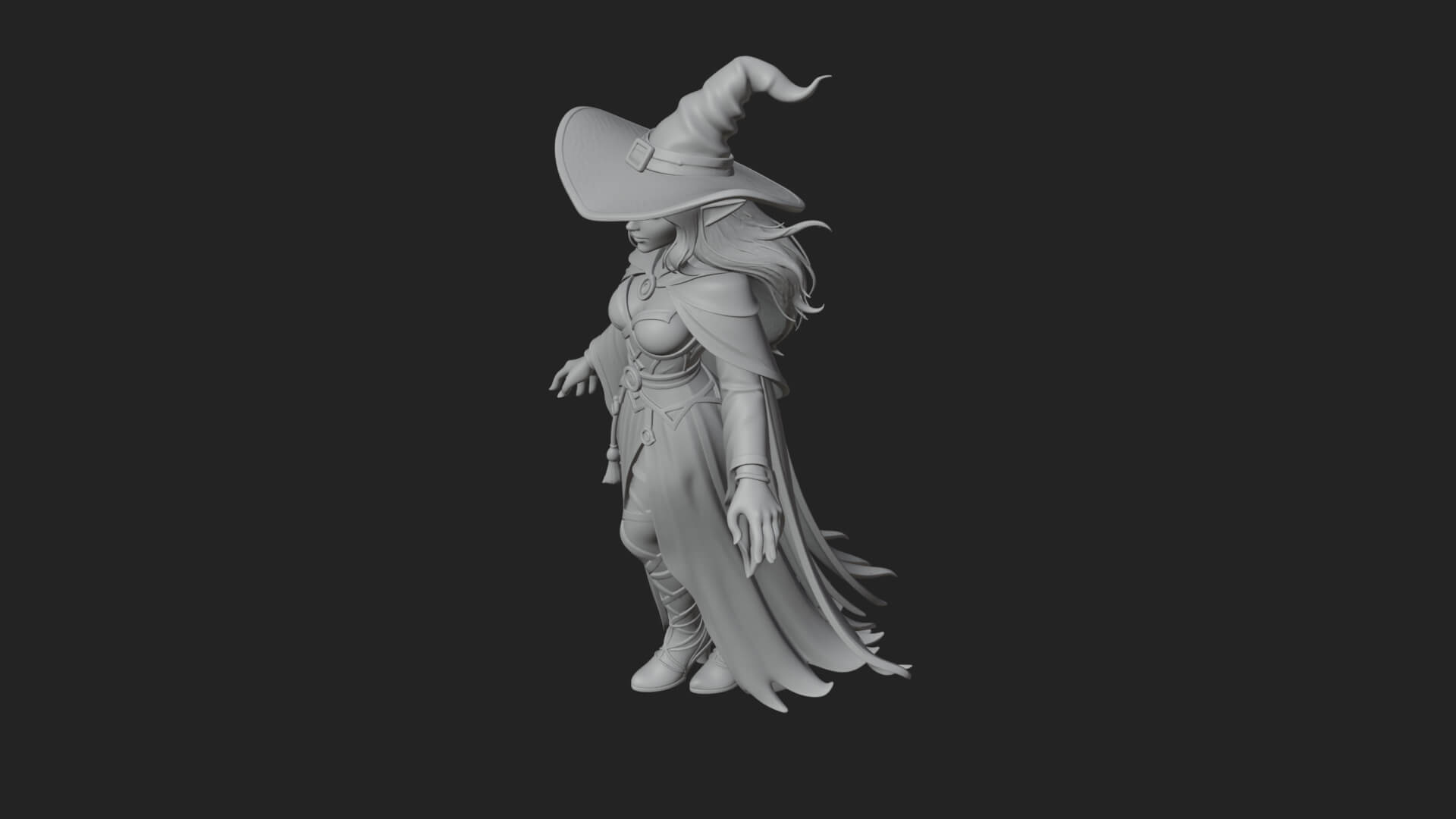 Witch Hat Sorcerer Statue Design 32 3D Print Model 3D Model