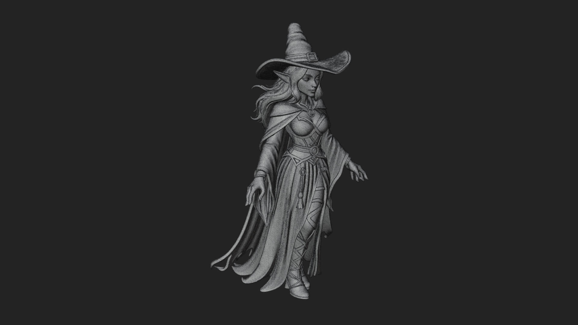 Witch Hat Sorcerer Statue Design 32 3D Print Model 3D Model