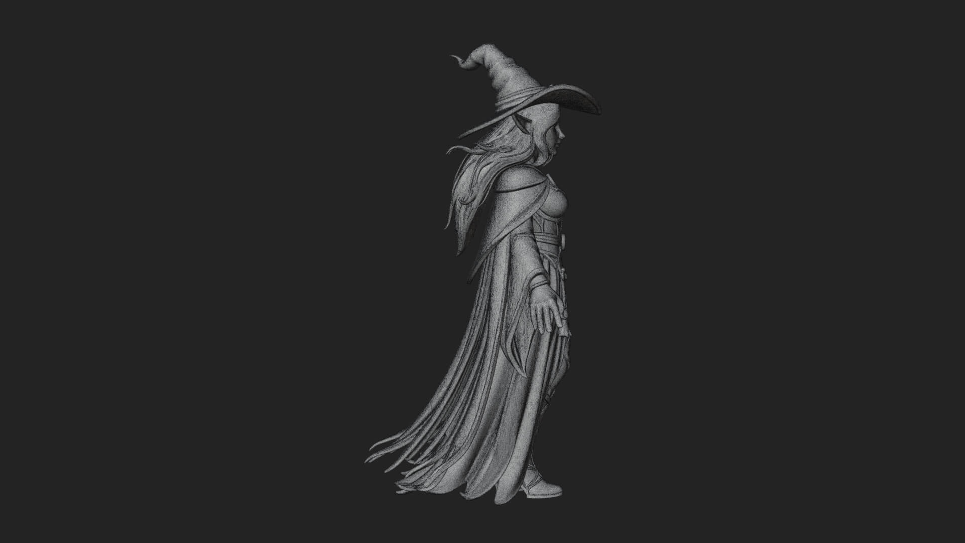 Witch Hat Sorcerer Statue Design 32 3D Print Model 3D Model