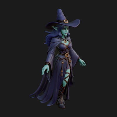 Witch Hat Sorcerer Statue Design 32 3D Print Model
