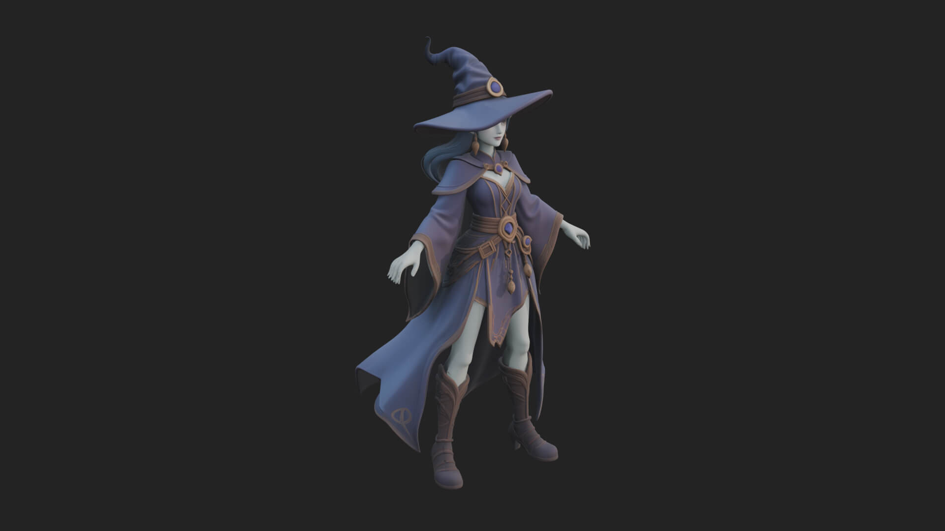 Witch Hat Sorcerer Statue Design 33 3D Print Model 3D Model