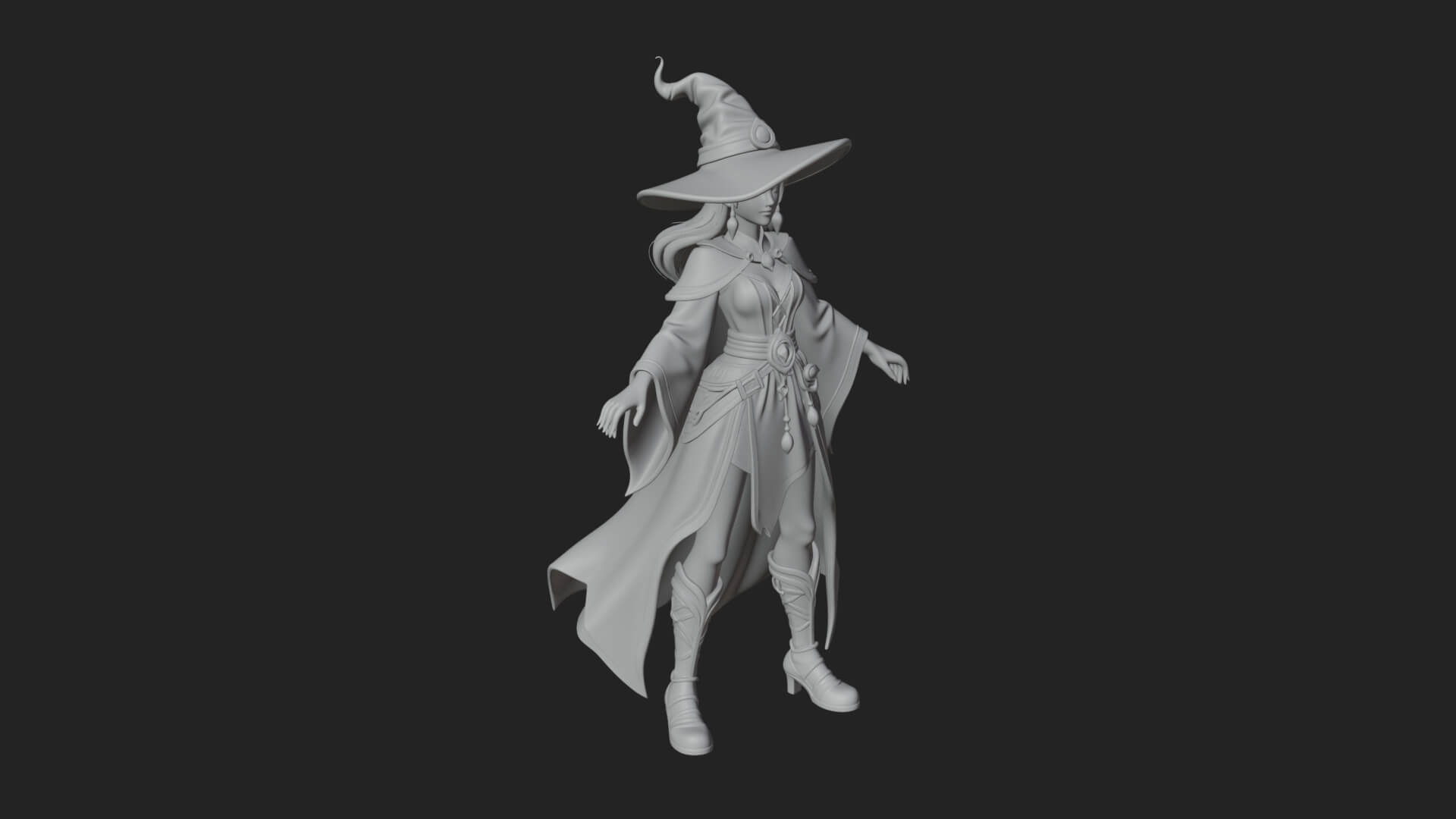Witch Hat Sorcerer Statue Design 33 3D Print Model 3D Model