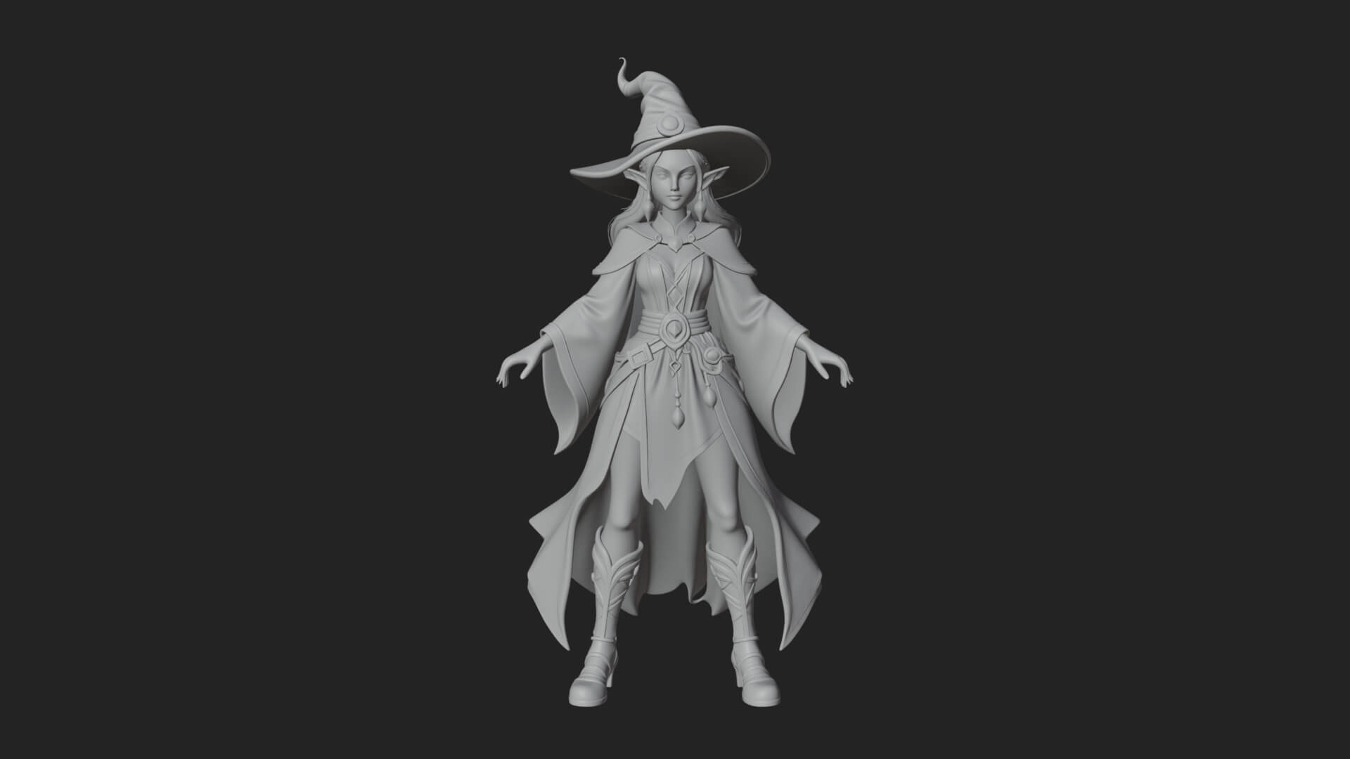 Witch Hat Sorcerer Statue Design 33 3D Print Model 3D Model