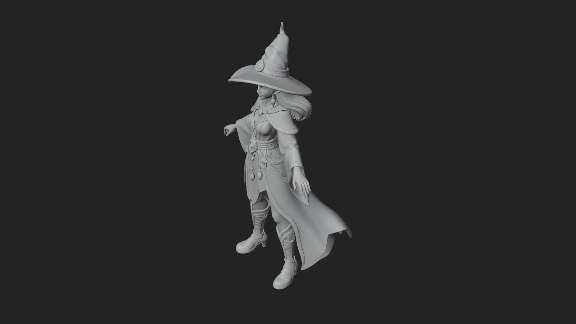 Witch Hat Sorcerer Statue Design 33 3D Print Model 3D Model