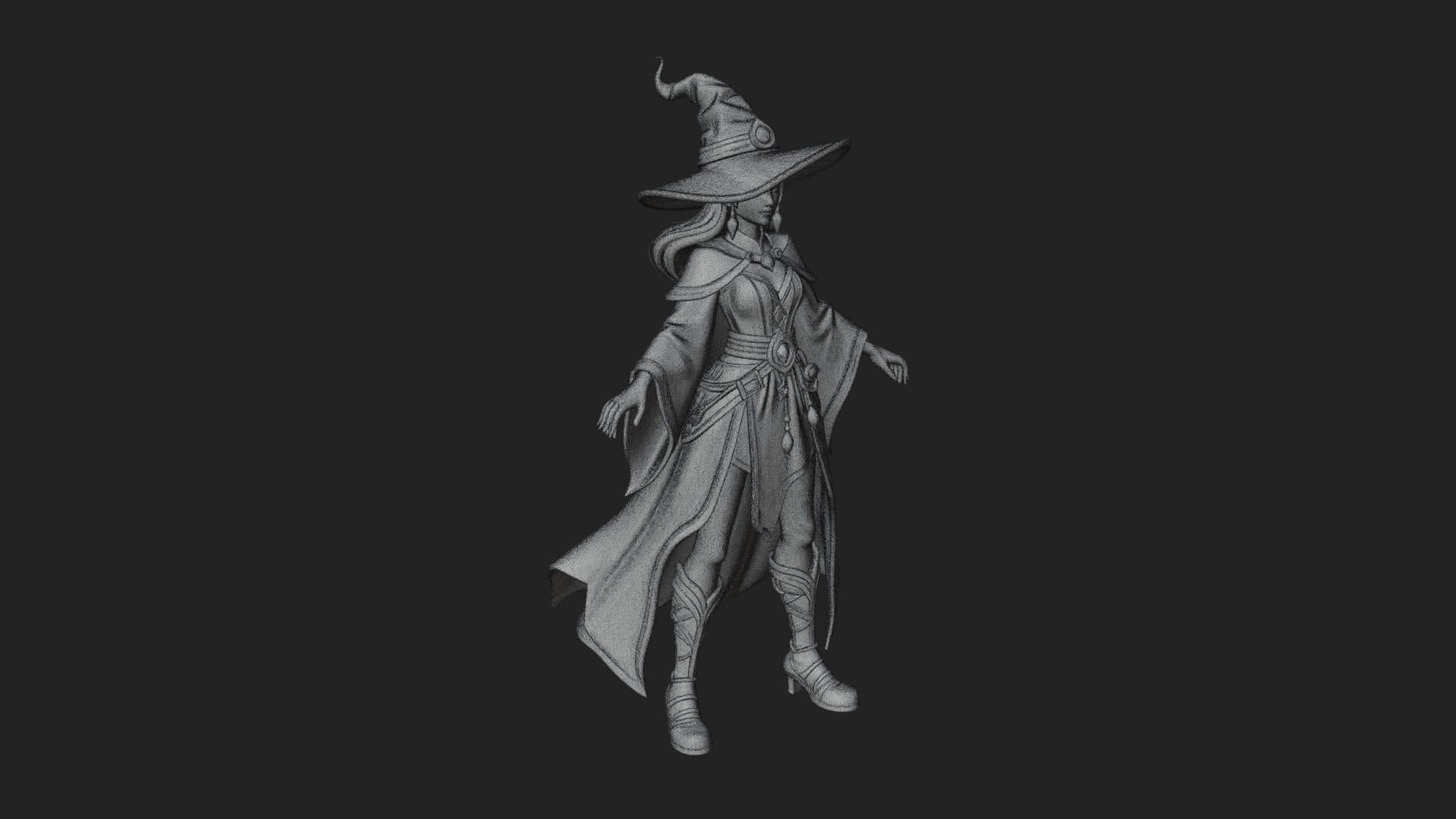 Witch Hat Sorcerer Statue Design 33 3D Print Model 3D Model