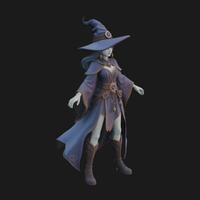 Witch Hat Sorcerer Statue Design 33 3D Print Model