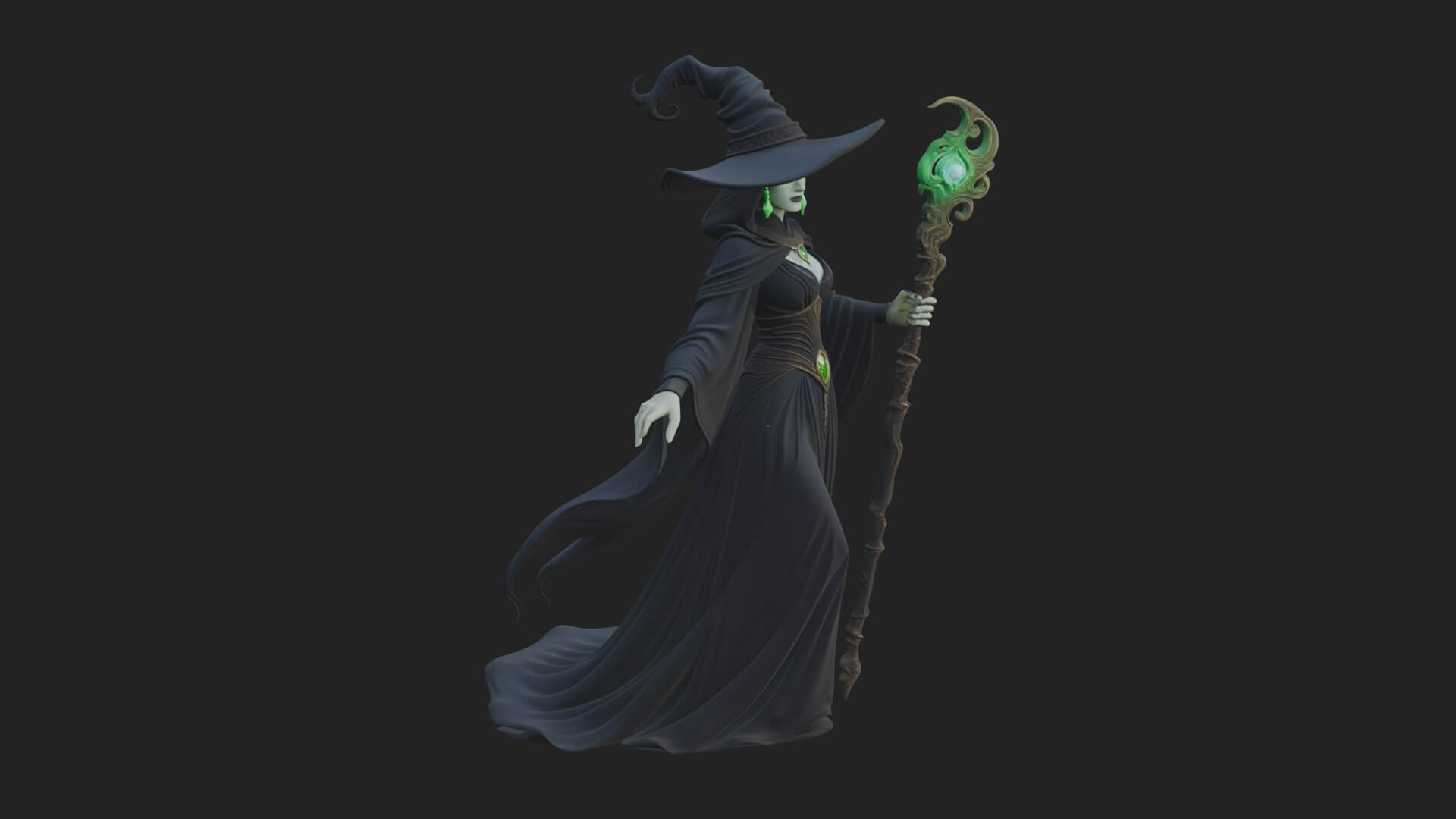 Witch Hat Sorcerer Statue Design 34 3d Print Model 3D Model