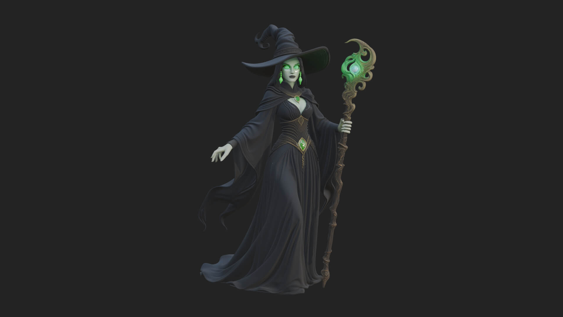 Witch Hat Sorcerer Statue Design 34 3d Print Model 3D Model