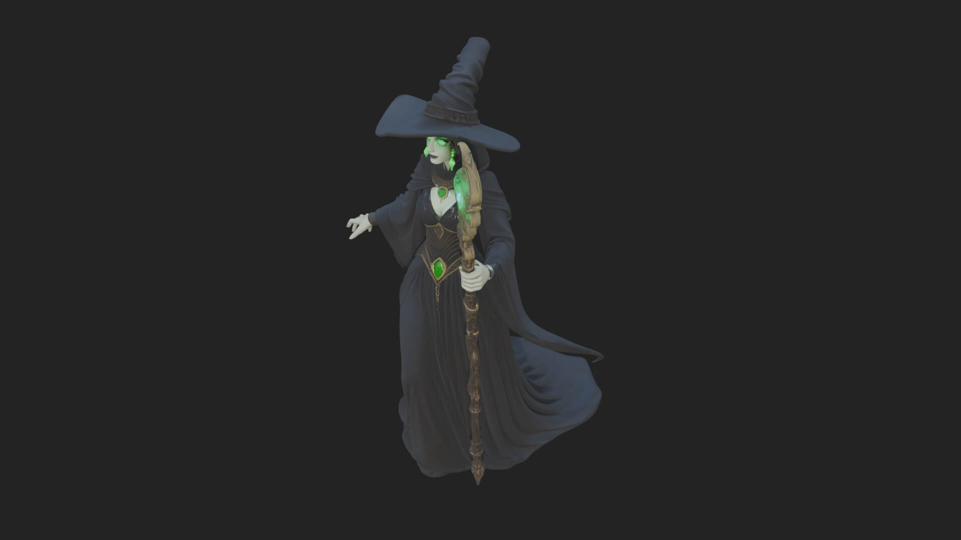 Witch Hat Sorcerer Statue Design 34 3d Print Model 3D Model