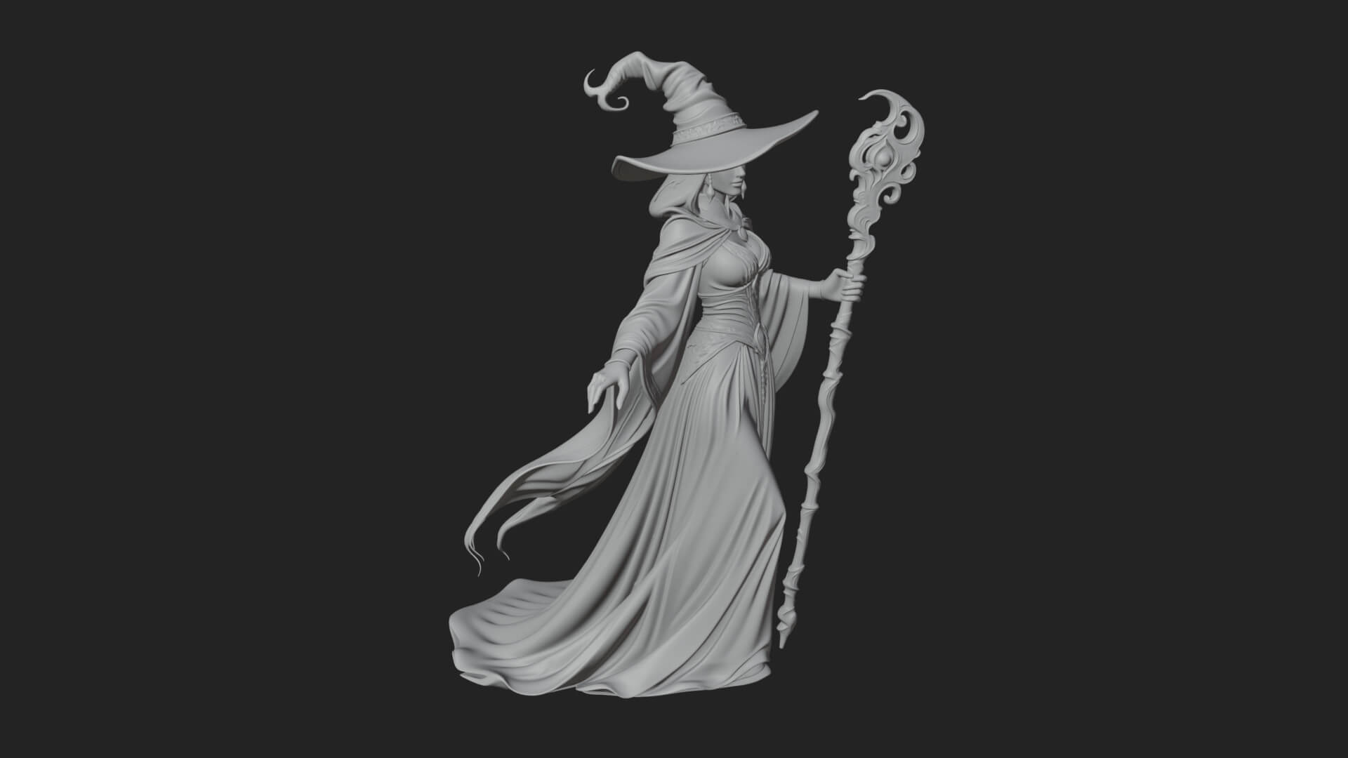 Witch Hat Sorcerer Statue Design 34 3d Print Model 3D Model