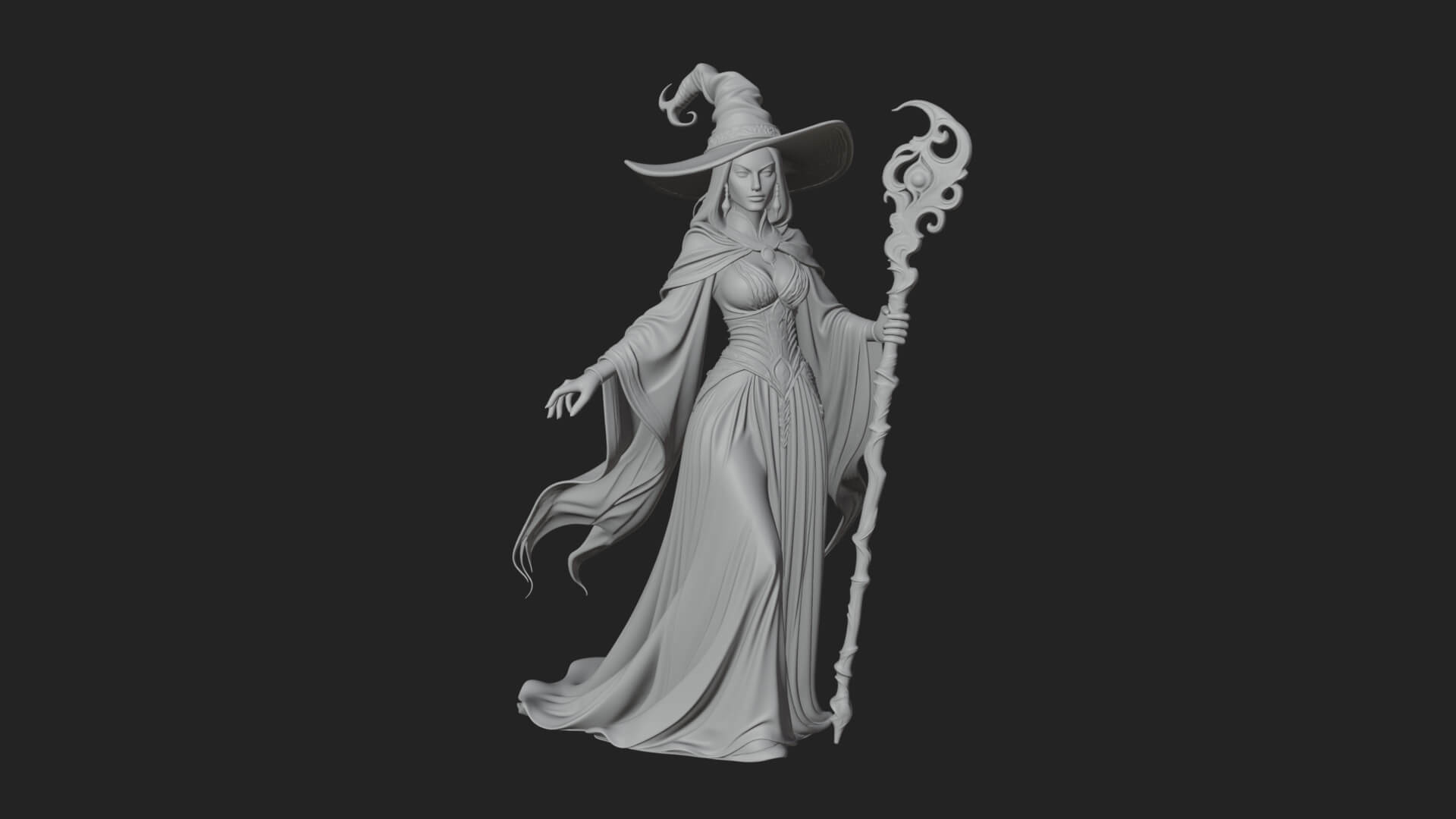 Witch Hat Sorcerer Statue Design 34 3d Print Model 3D Model