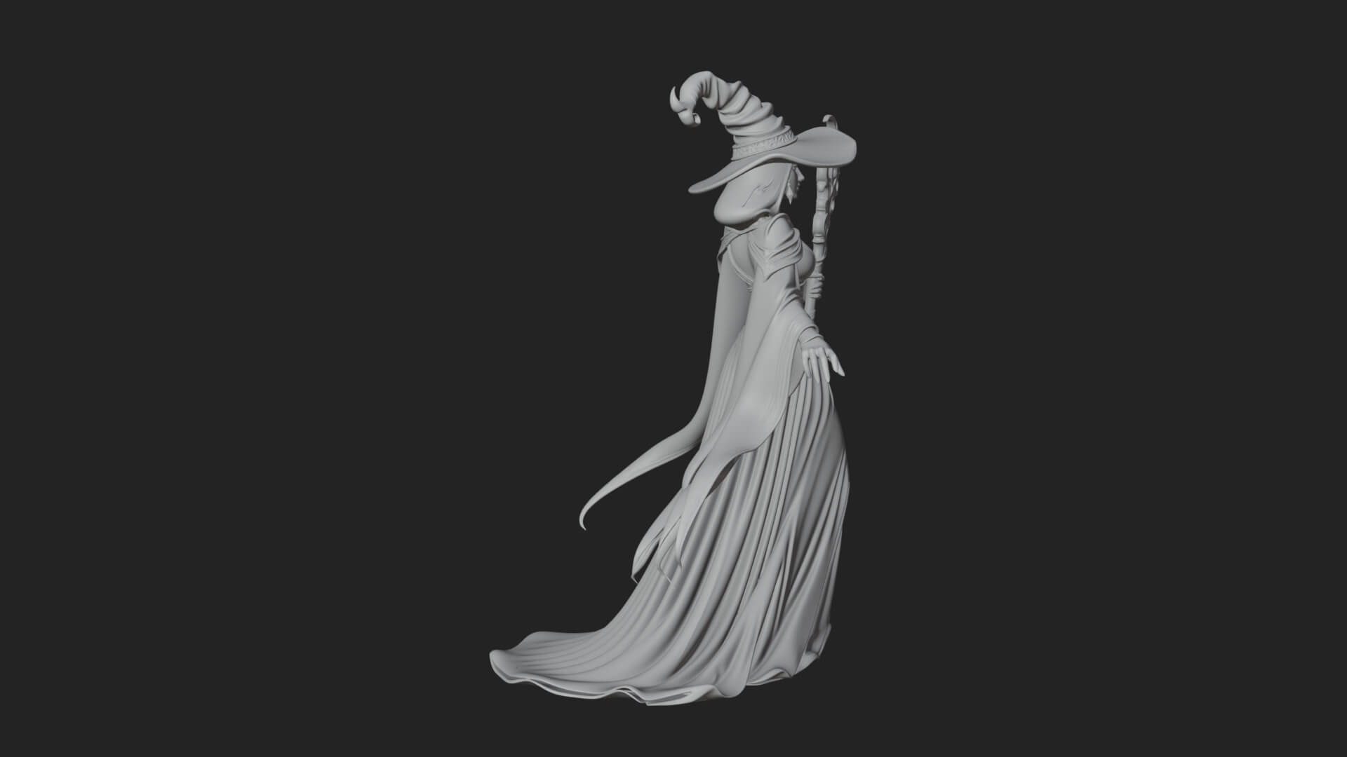 Witch Hat Sorcerer Statue Design 34 3d Print Model 3D Model