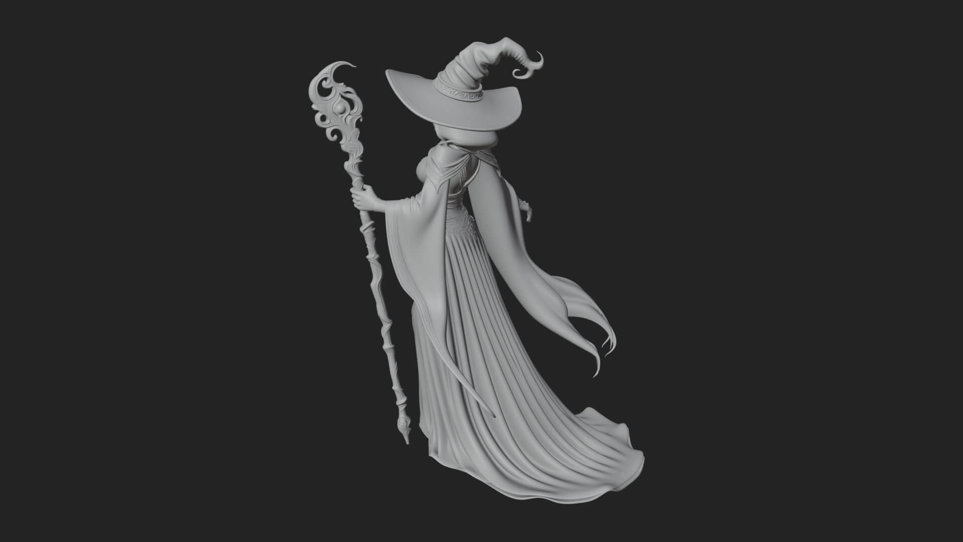 Witch Hat Sorcerer Statue Design 34 3d Print Model 3D Model