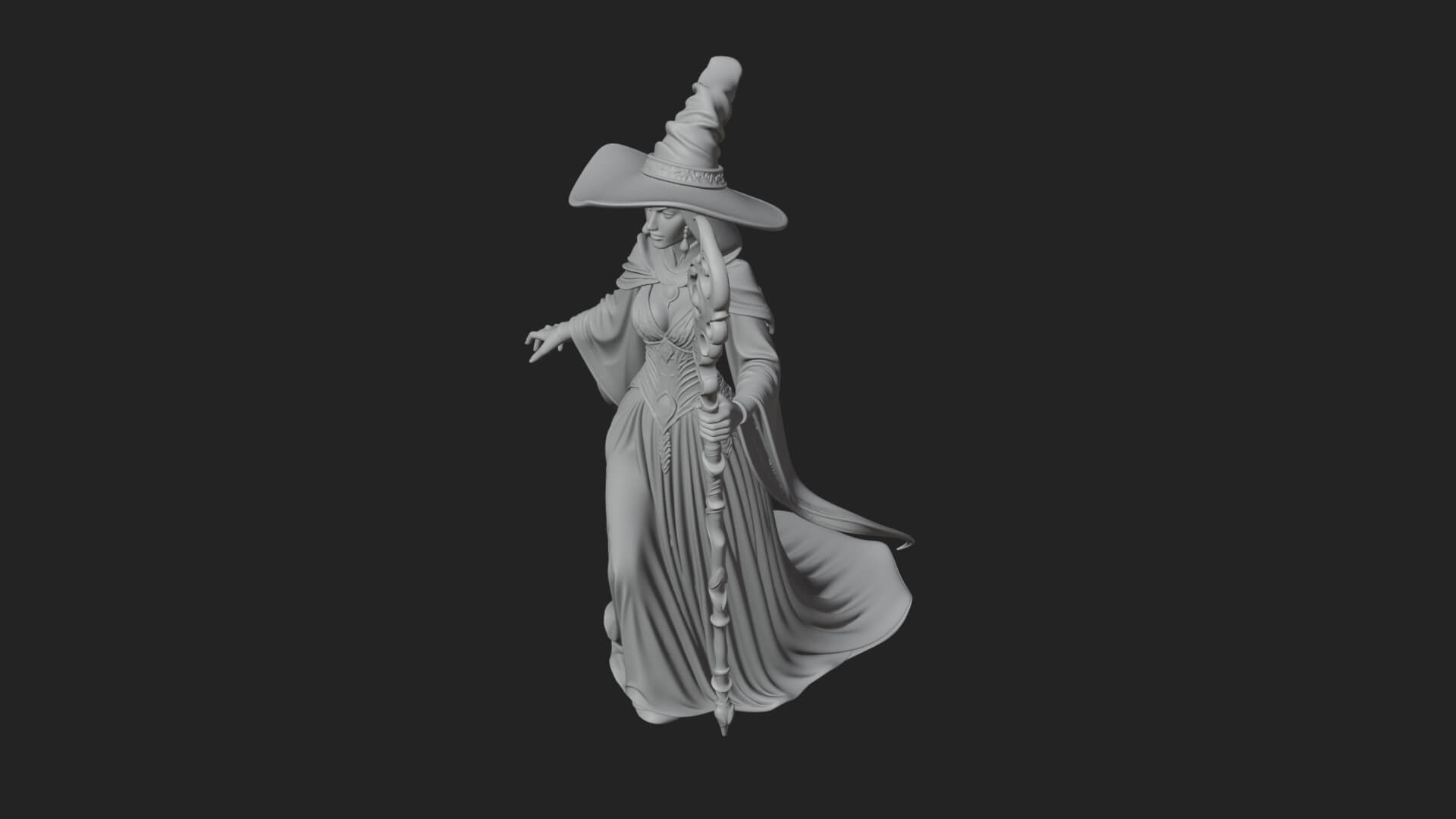 Witch Hat Sorcerer Statue Design 34 3d Print Model 3D Model