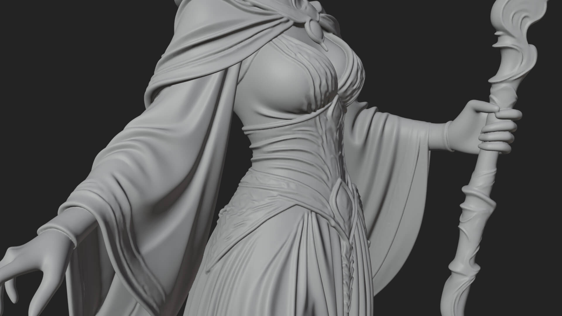 Witch Hat Sorcerer Statue Design 34 3d Print Model 3D Model