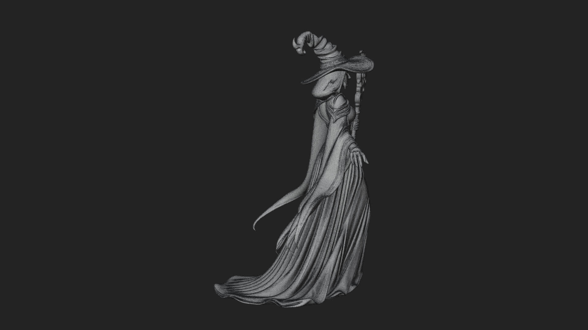 Witch Hat Sorcerer Statue Design 34 3d Print Model 3D Model