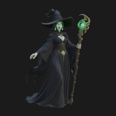 Witch Hat Sorcerer Statue Design 34 3d Print Model