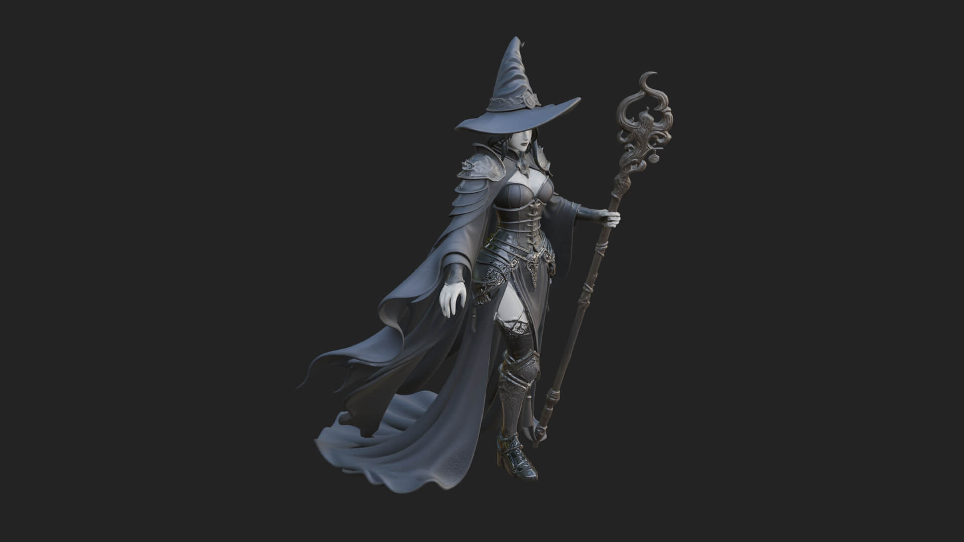 Witch Hat Sorcerer Statue Design 4 3D Print Model 3D Model