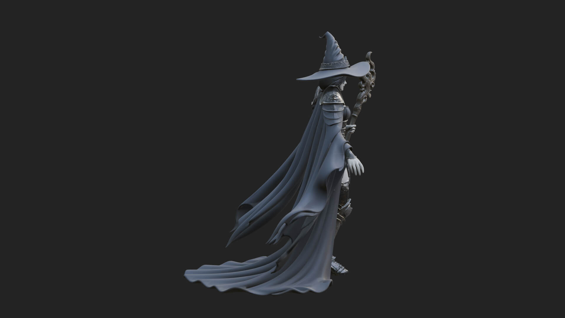 Witch Hat Sorcerer Statue Design 4 3D Print Model 3D Model
