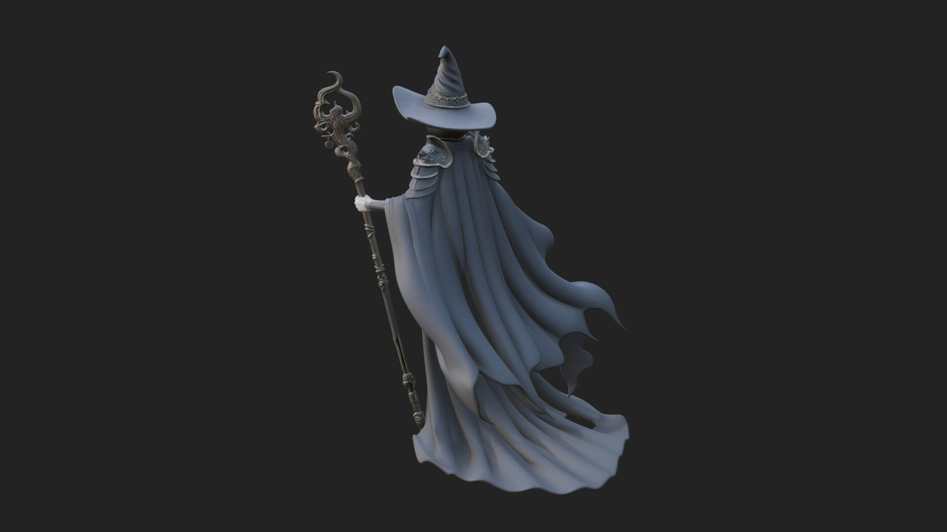 Witch Hat Sorcerer Statue Design 4 3D Print Model 3D Model