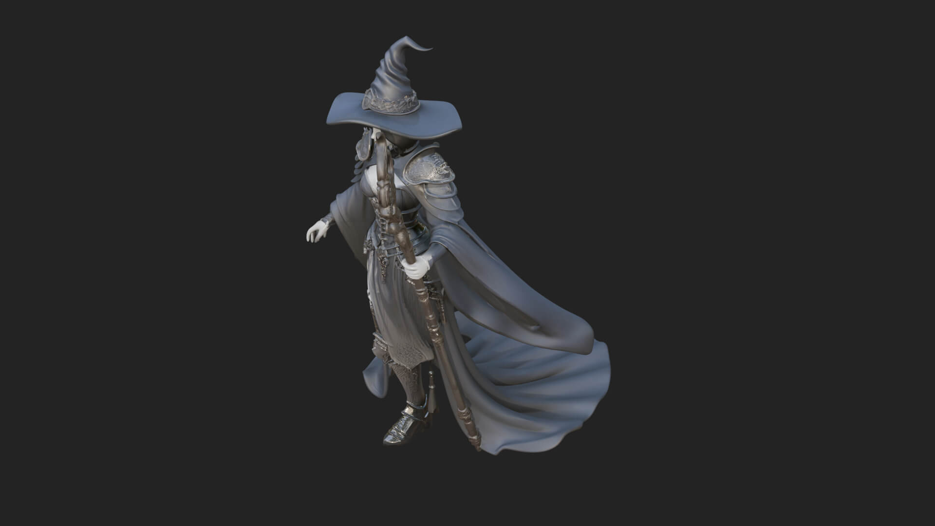 Witch Hat Sorcerer Statue Design 4 3D Print Model 3D Model