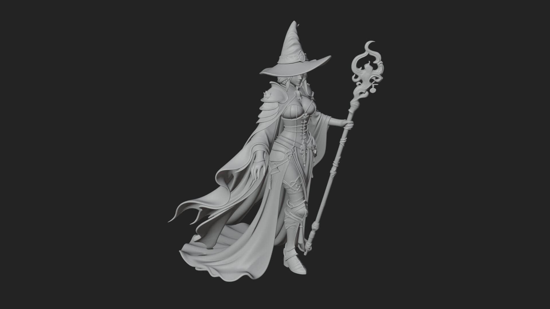 Witch Hat Sorcerer Statue Design 4 3D Print Model 3D Model
