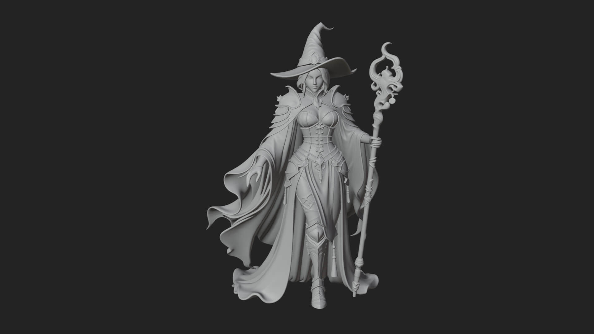 Witch Hat Sorcerer Statue Design 4 3D Print Model 3D Model